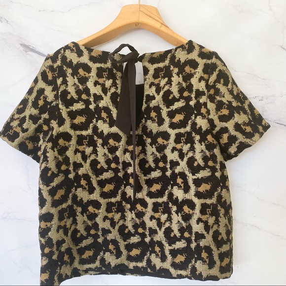 Anthropologie Hutch Leopard Print Metallic SS Sweater Top 66170 - Picture 10 of 10